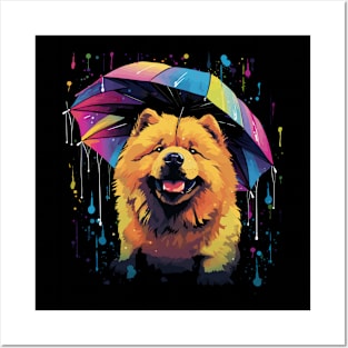 Chow Chow Rainy Day With Umbrella Posters and Art